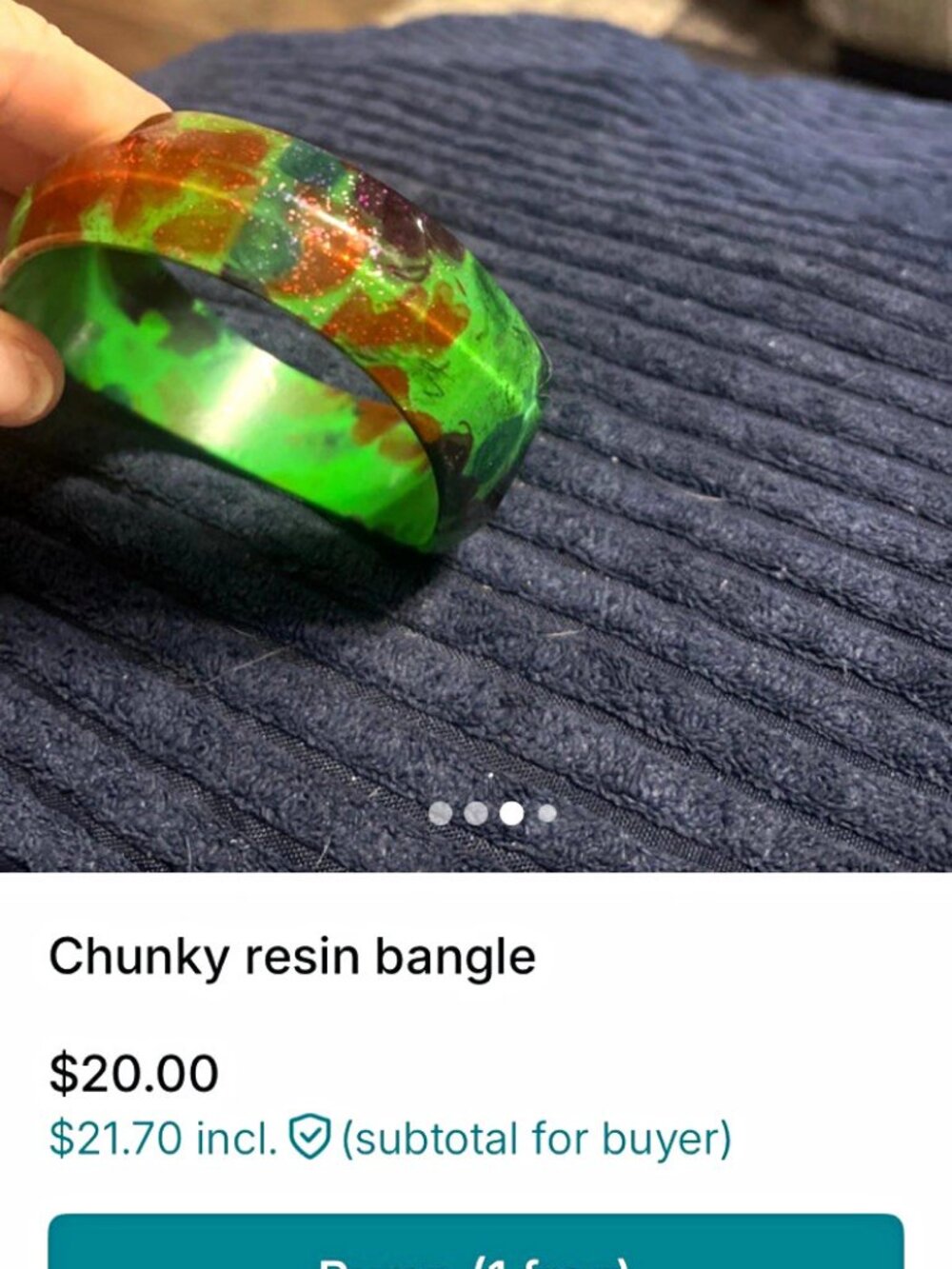 Chunky Resin Bangle Bracelet Green Orange No Stone Acrylic Look